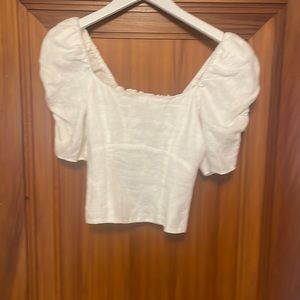 Reformation, white smocked, preowned designer top.